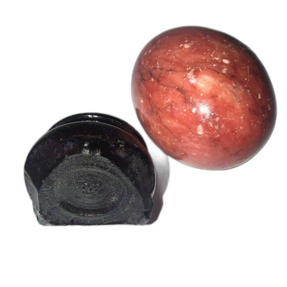 Alabaster Egg with wood Stand 2” tall 1980 - Picture 2 of 5